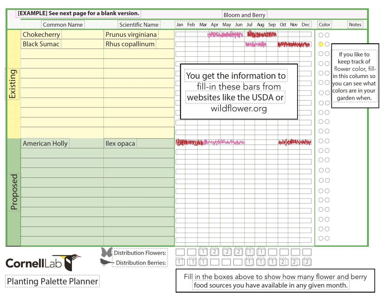 grid of a tool to make a planting palette